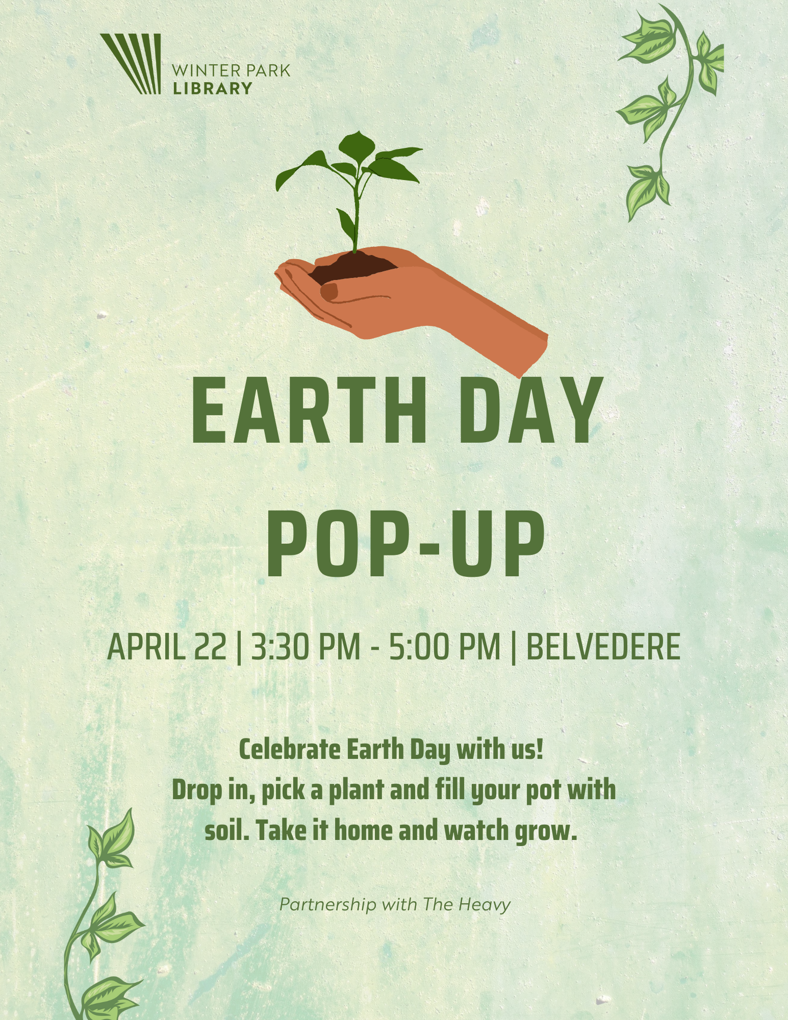 Earth Day Pop-Up hands holding plant